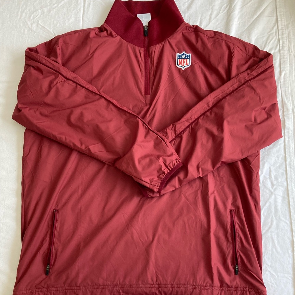 EUC maroon Nike NFL On Field Apparel 1/4 zip pullover jacket, size M.